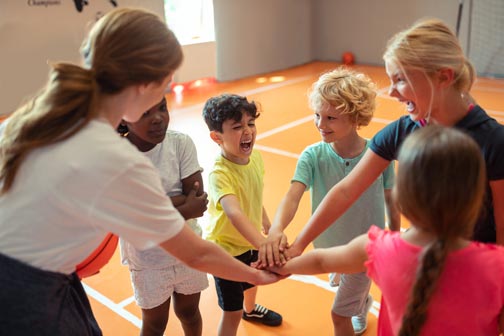 kids playing in gym class